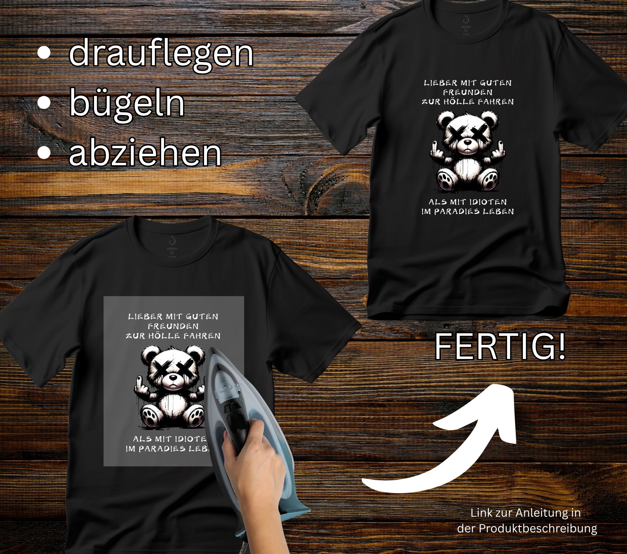 DTF- Bügelbild "Zur Hölle" weiß – Bild 2